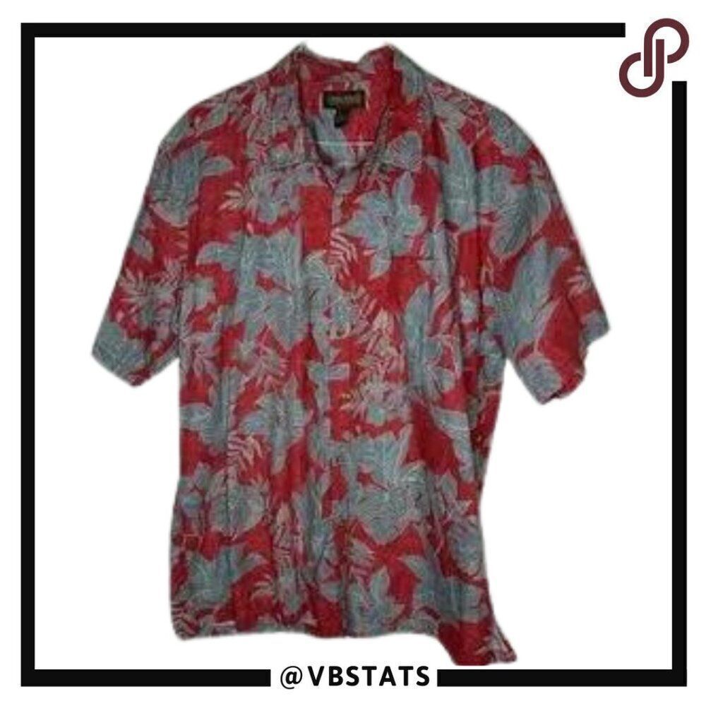 Cooke Street Hawaiian Luau Tropical Floral Print Shirt in Red and Blue Size 2XL